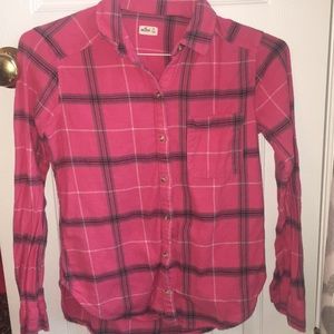 Pink plaid Hollister flannel